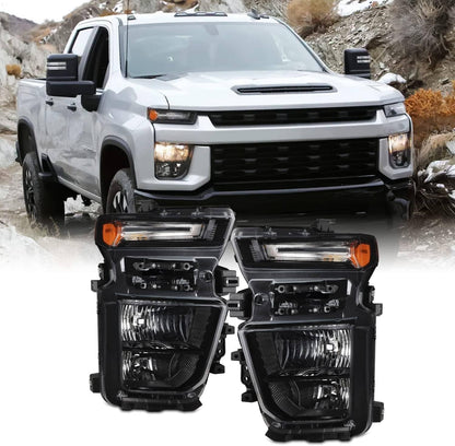 Solidspare Pair Halogen Headlights w/Bulb For 2024-2025 Chevy Silverado 2500HD 3500HD L+R