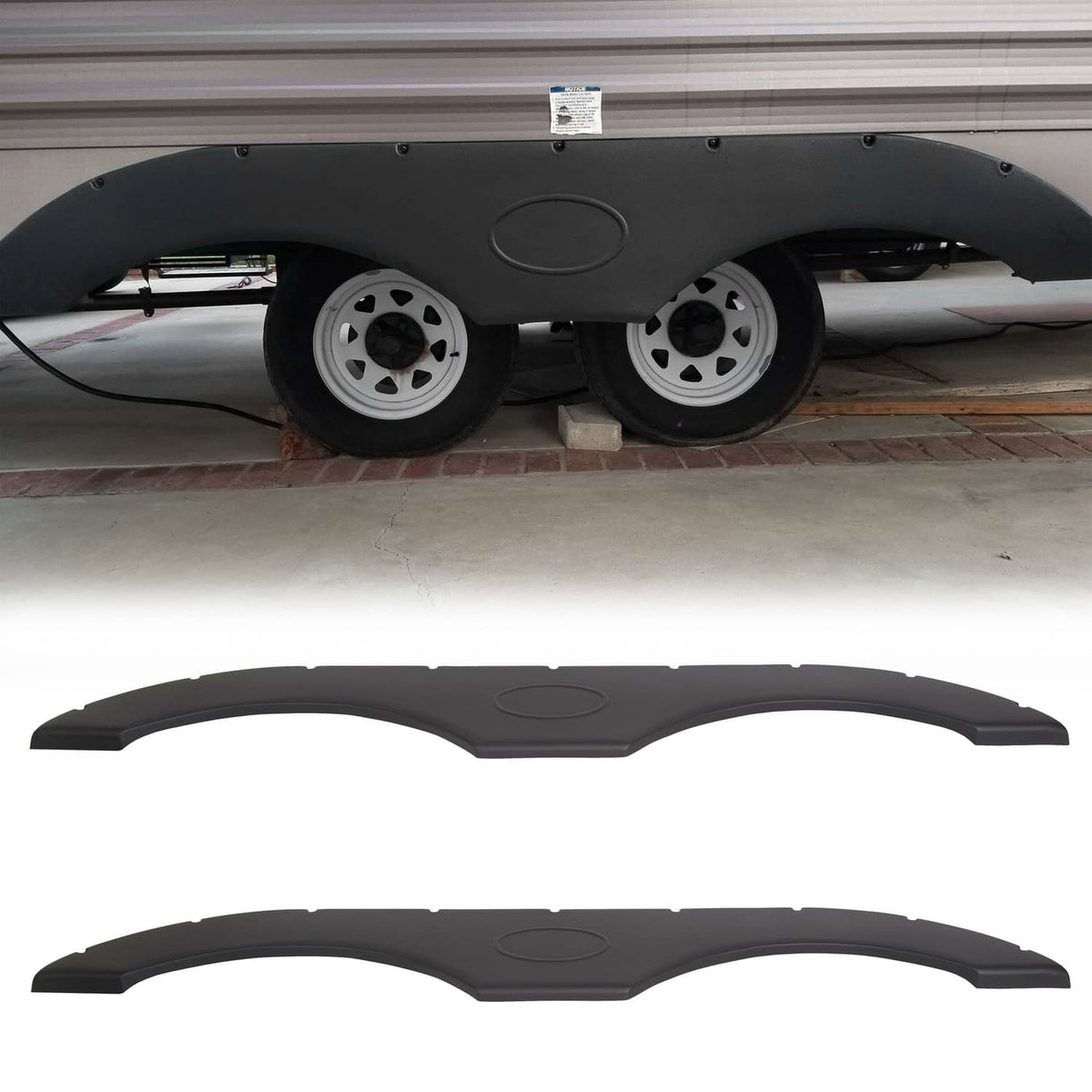 Solidspare 2Pcs Tandem Pair Black Trailer Fender Skirt For RVs Campers And Trailers Set