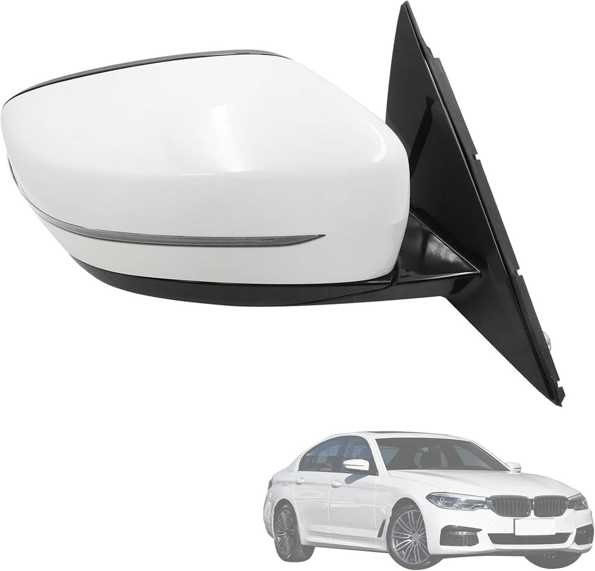 Solidspare Passenger Side Mirror w/Blind Spot White For 2019-2023 BMW 320i 330i 330e