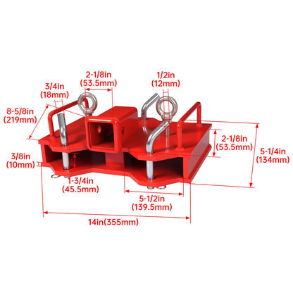 Solidspare Forklift Trailer Hitch Receiver 2'' Tow Hitch Attachments for Dual Pallet Fork