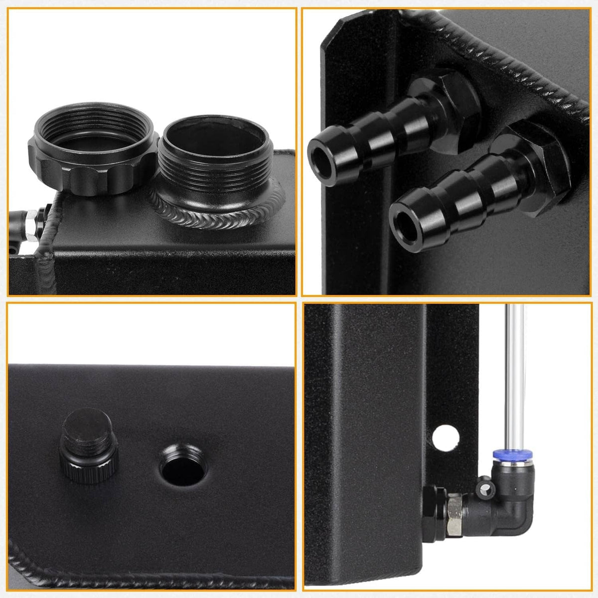 Solidspare Black 2L Radiator Coolant Overflow Water Bottle Expansion Reservoir Tank +Cap
