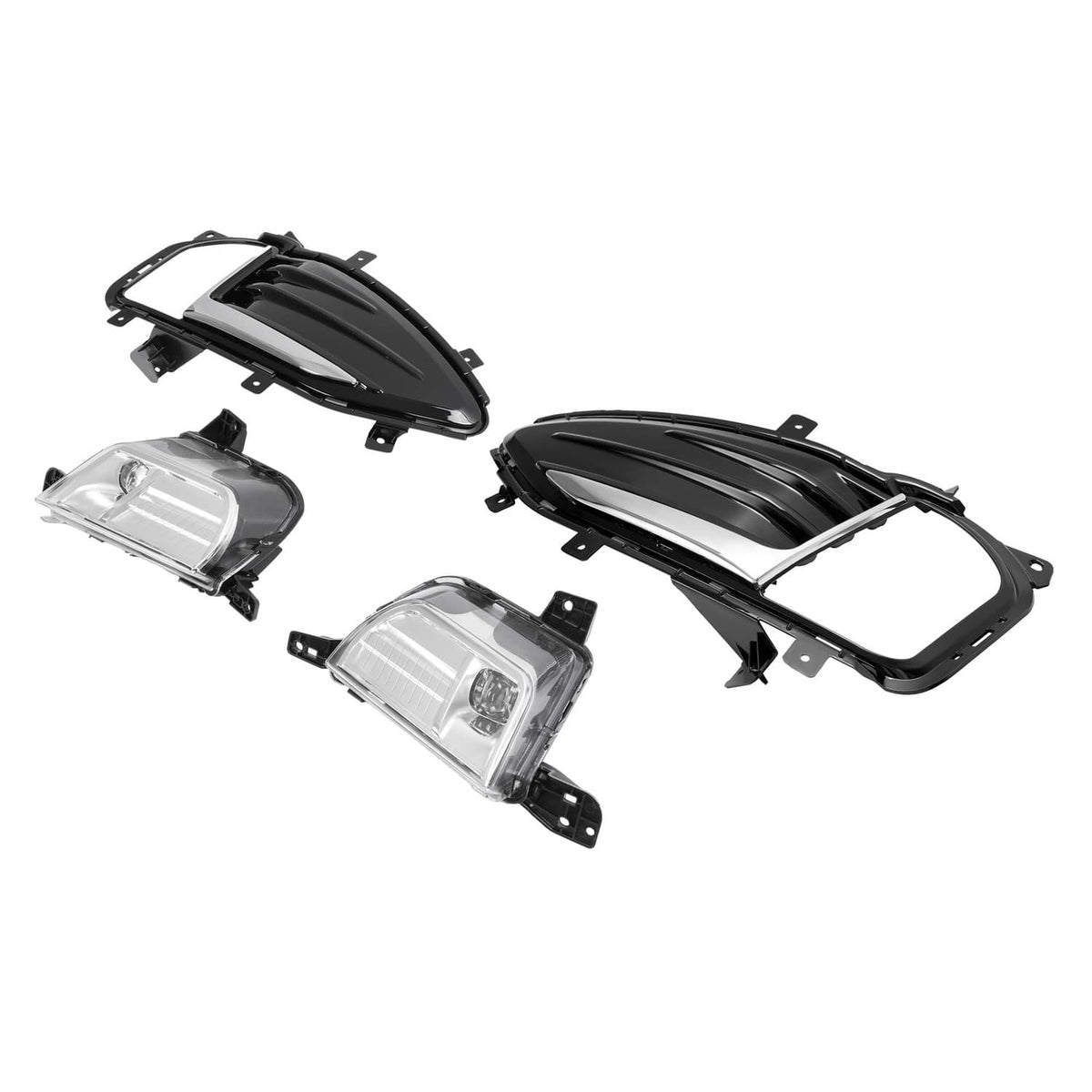 Solid Spare 2PCS For Ford Edge 2019-2024 LED Front Bumper Fog Lights Lamp w/ Cover Bezel Kit