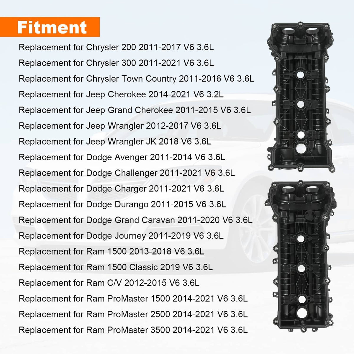 Solidspare Valve Cover Set w/ Gasket Fits Dodge Ram Jeep Cherokee Chrysler 300 11-19 3.6L