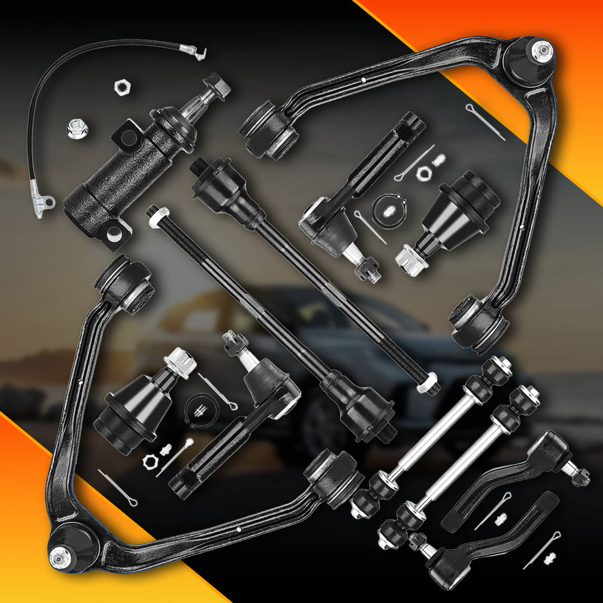 Solidspare 13PCS Front Upper Lower Control Arm Kit For 1999-2006 Chevy Silverado 1500 4WD
