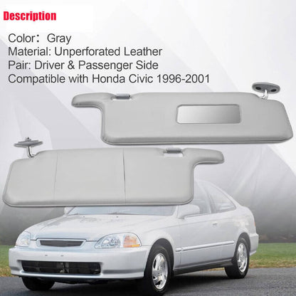 Solidspare 2Pcs Interior Sun Visor Gray For 96-01 Honda Civic LHD Sunvisor 83230-S01-A32