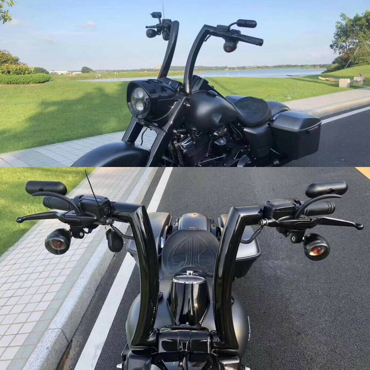 Solidspare Motorcycle Handlebar 14inch Rise 2" Ape Hanger Handle For Harley Dyna Street