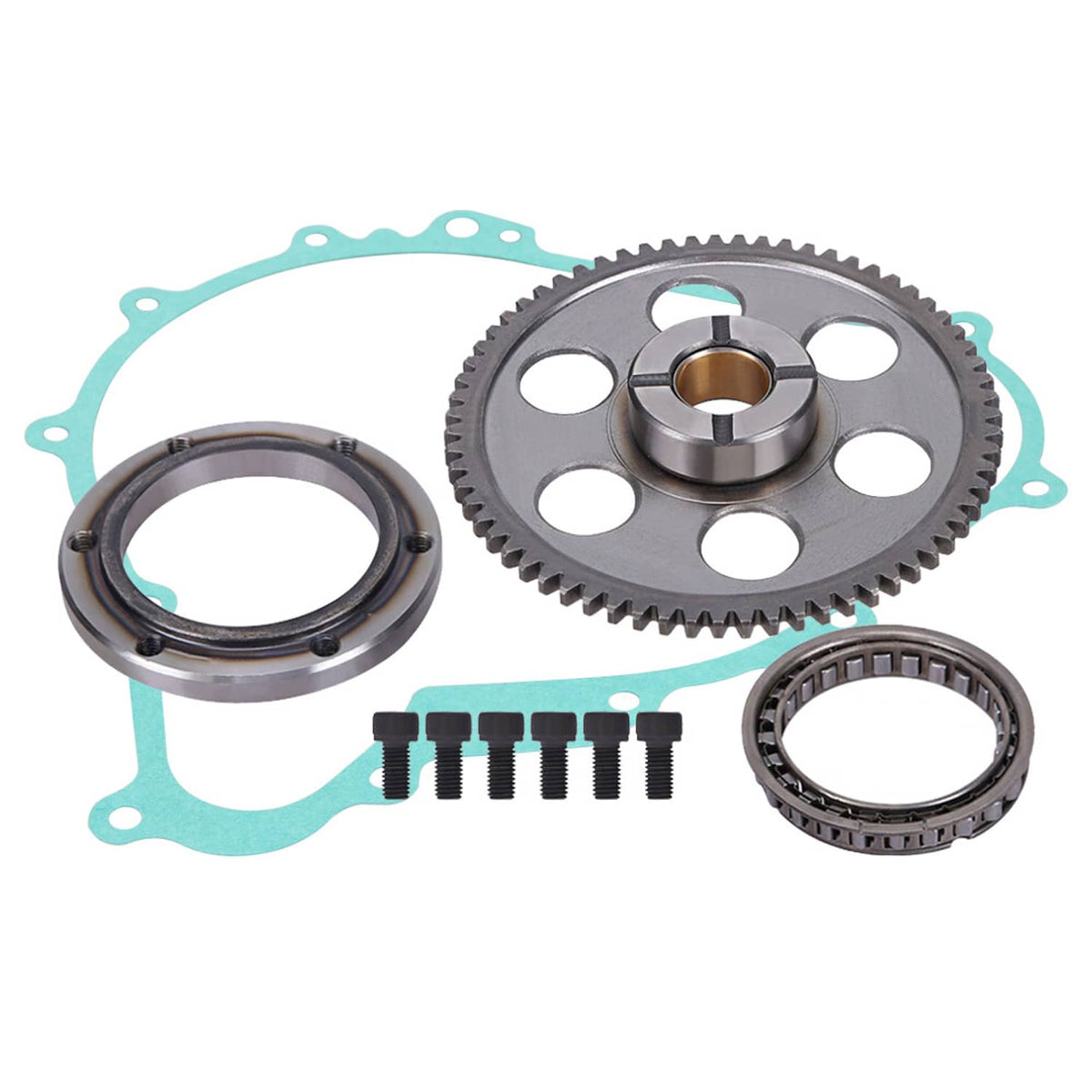 Solidspare Starter Clutch Kit One Way Gear Bearing & Gasket for Yamaha Kodiak 400 450 ATV