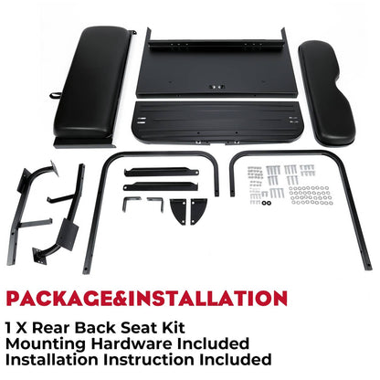 Solidspare Golf Cart Flip Folding Rear Back Seat Kit Black For EZGO Marathon Pre-1994