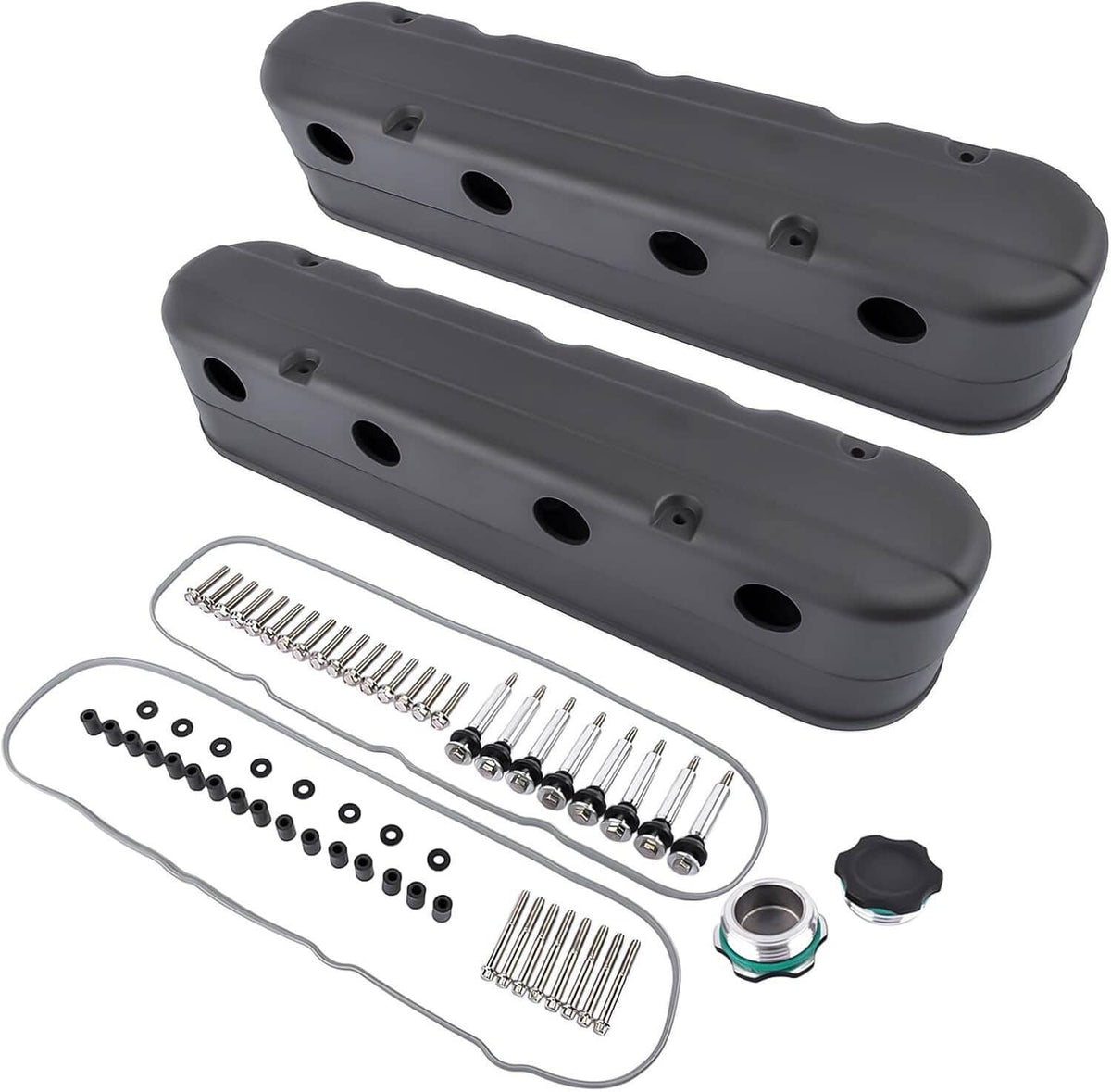 Solidspare Black Valve Covers with Coil Mounts w/Covers for Chevy LS LS1 LS2 LS3 LS6 LS7