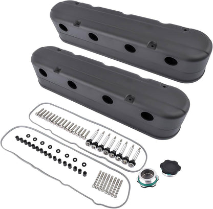 Solidspare Black Valve Covers with Coil Mounts w/Covers for Chevy LS LS1 LS2 LS3 LS6 LS7