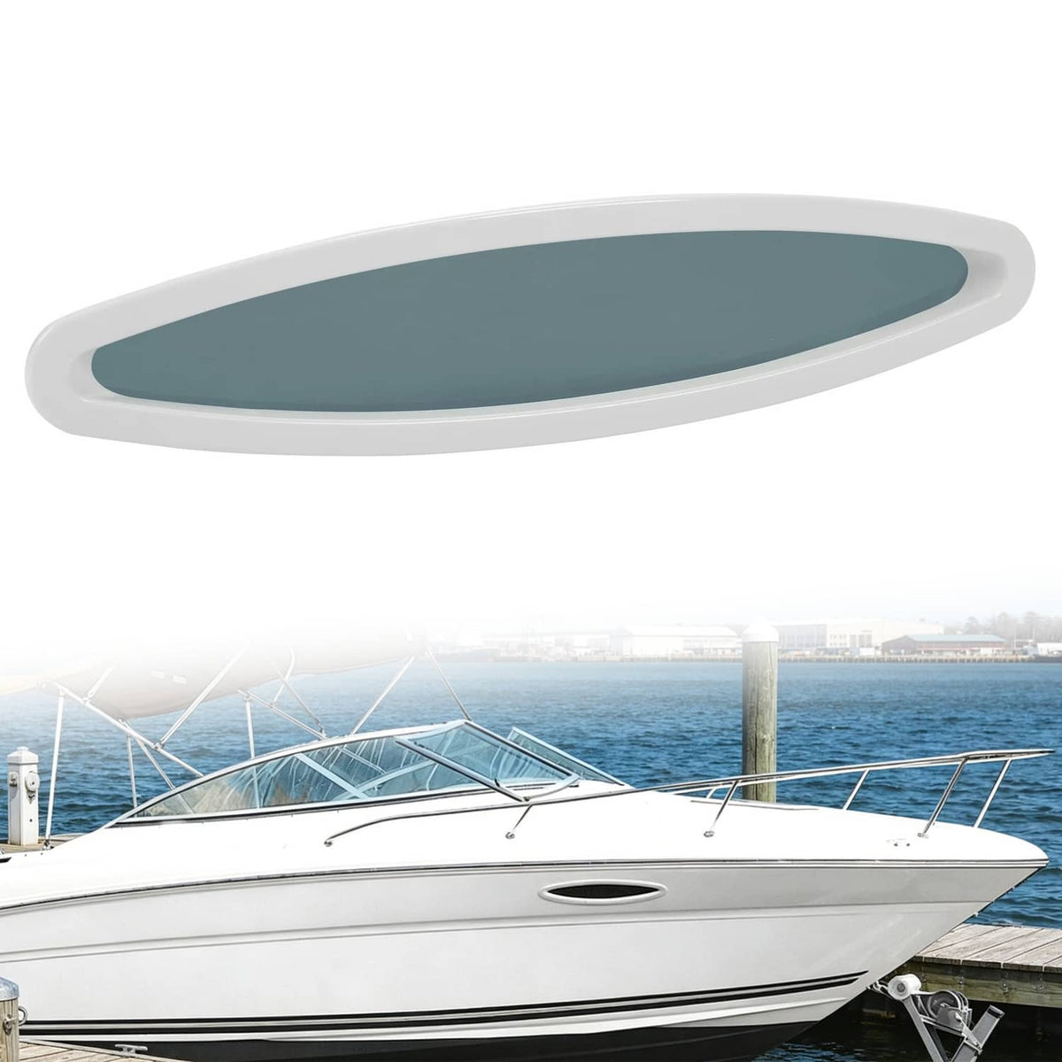 Solidspare Port Hole Bow Oval Window with Outer Ring For Sea Ray Boat 2004 & 2007