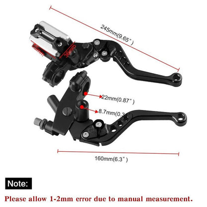 Solidspare Universal 7/8'' Motorcycle CNC Brake Clutch Master Cylinder Reservoir Lever Set