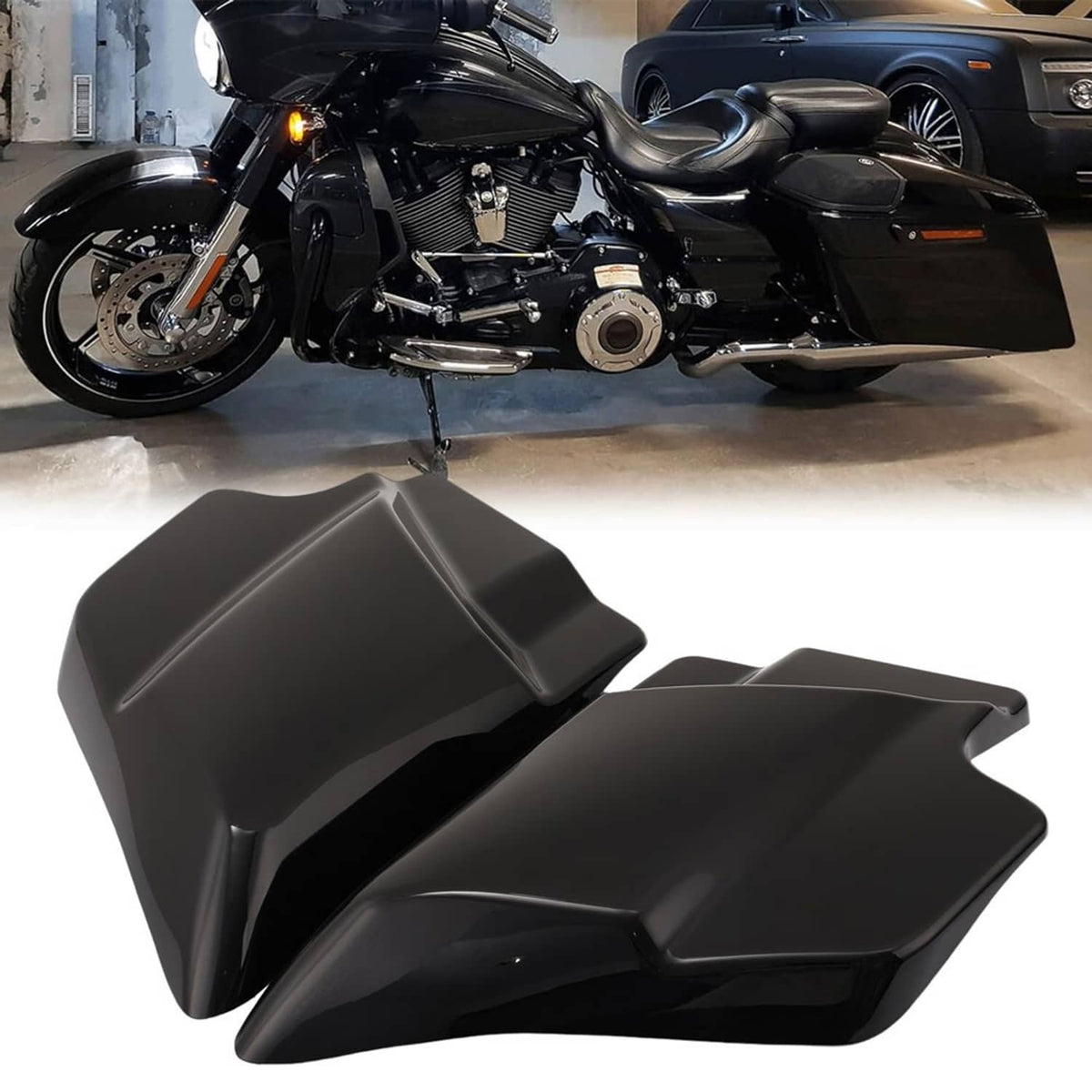 Solidspare Vivid Black Side Cover Panels Fit For Harley Touring Street Road Glide 2009-2024