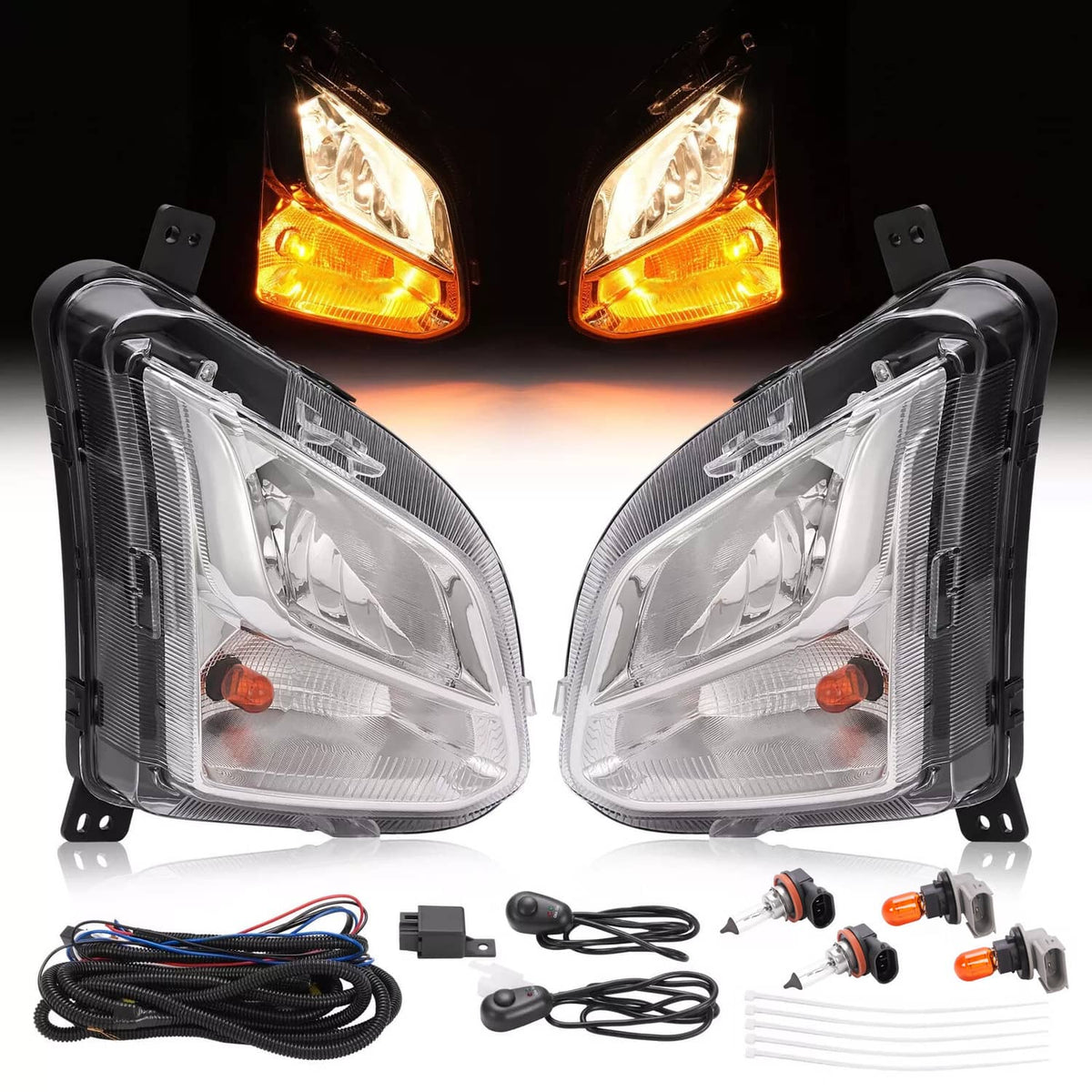 Solid Spare For Chevy Equinox 2018-2021 Bumper Fog Light Turn Signal Lamp w/Wiring Bulbs Set
