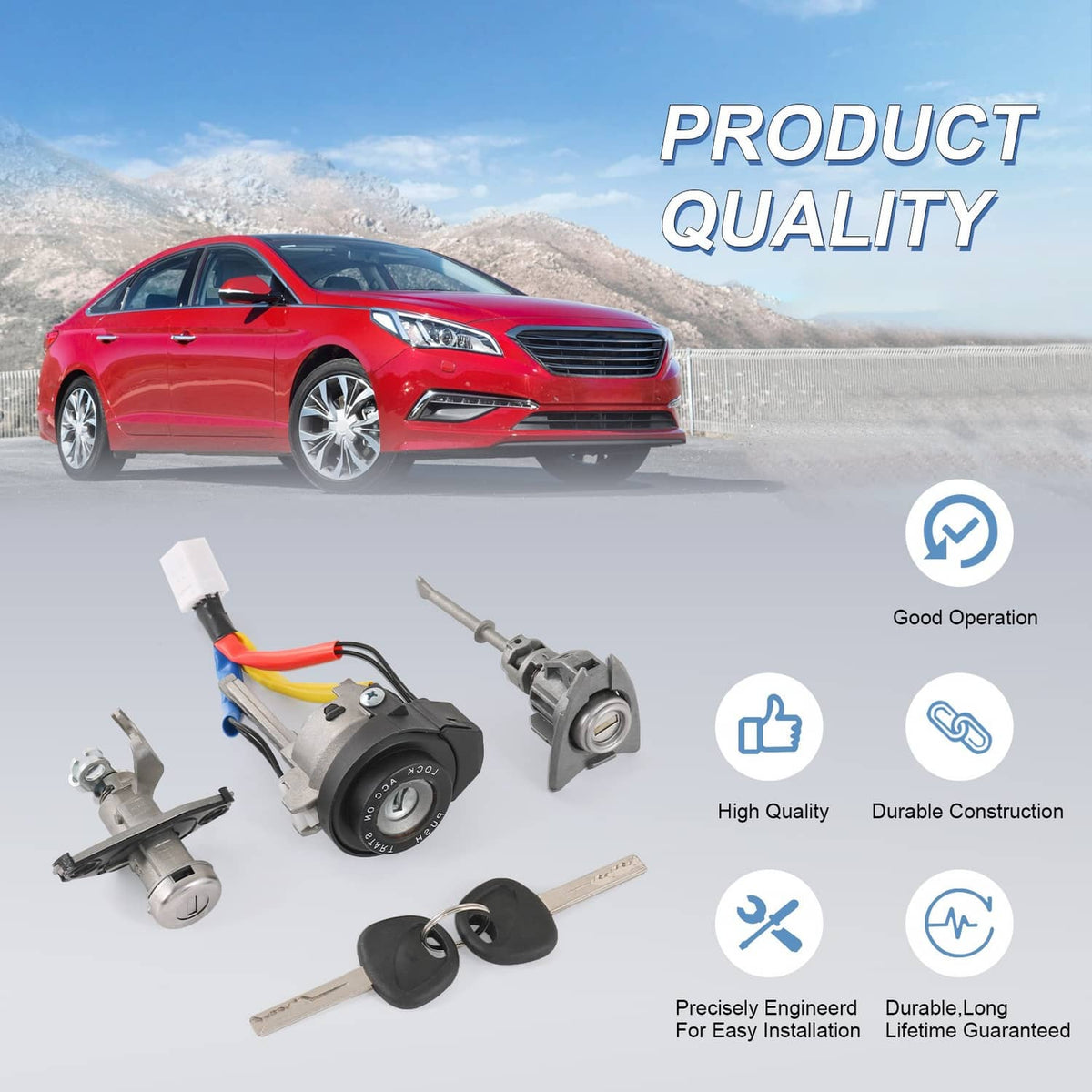 Solidspare Ignition Switch Front Left Door Lock Barrel 81970-3SA00 For Hyundai Sonata 09-14