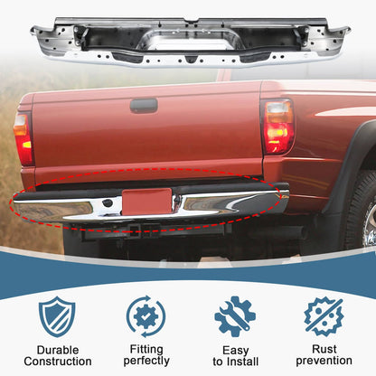 Solidspare Complete Steel Rear Step Bumper Assembly For Toyota Tacoma 1995-2004 Chrome