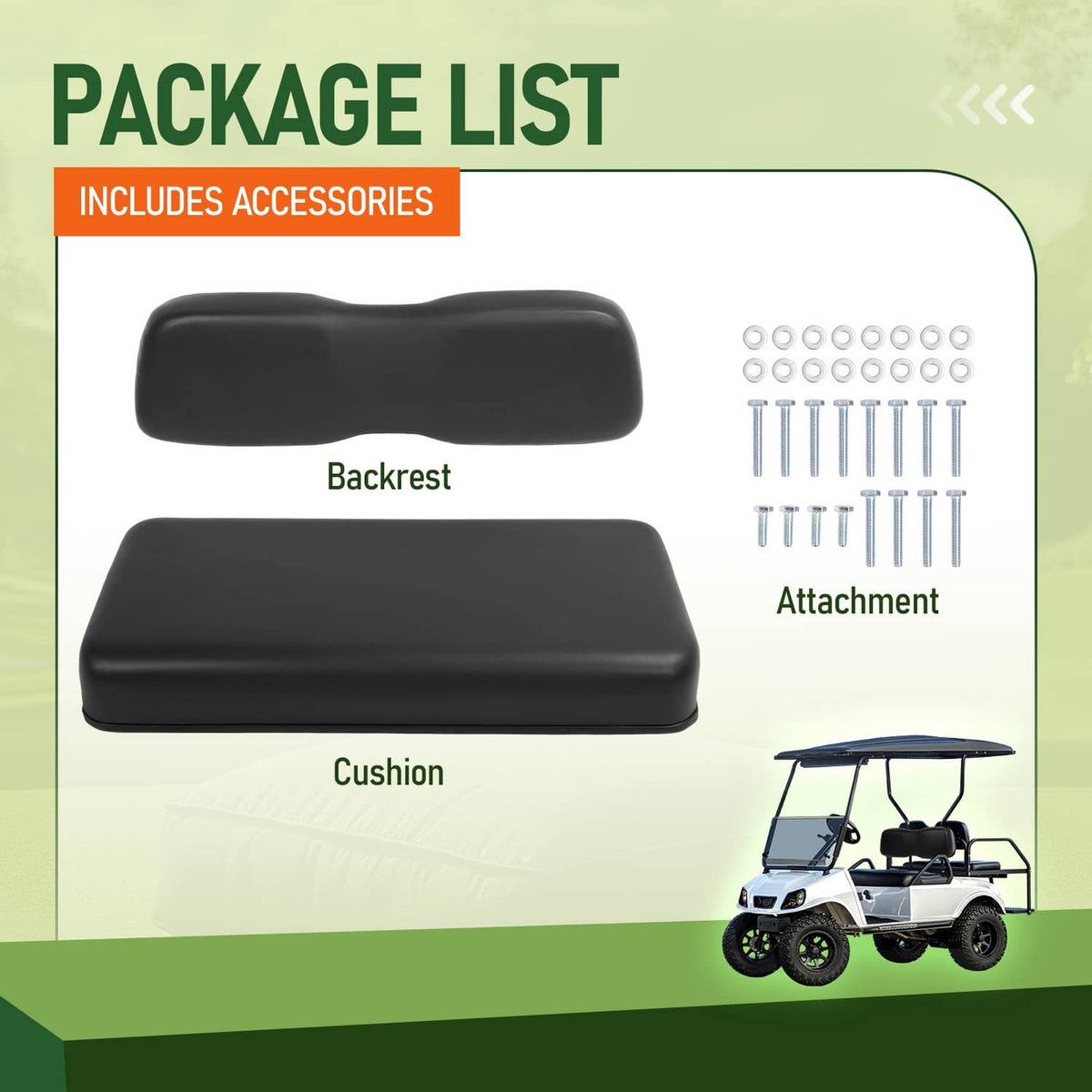 Solidspare For Club Car DS 2000.5-up Golf Cart Front Seat Back & Bottom Cushion Assembly