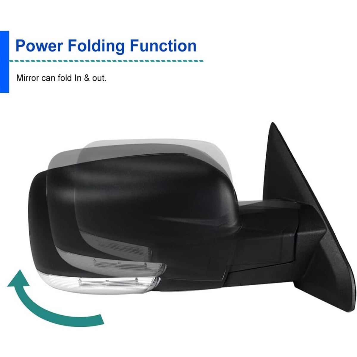 Solidspare Fits 2013-2019 Ram 1500 Power Folding Right Side Mirror Black Cover w/ Signal