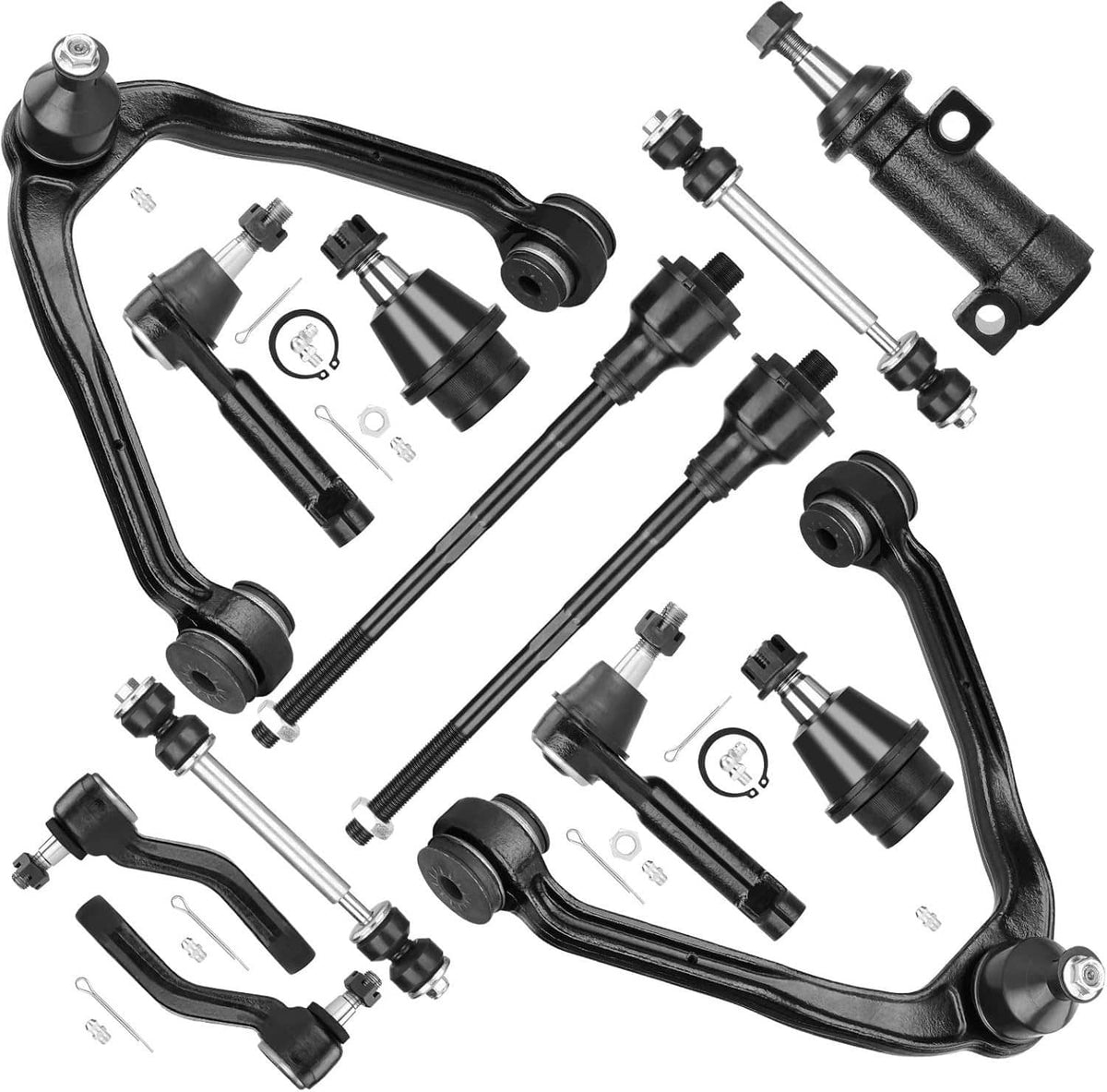 Solidspare 13Pcs Front Upper Control Arms Tie Rods Idler Arm Kit For Chevy Silverado 1500
