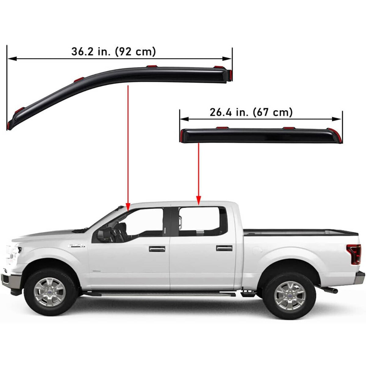 Solidspare For 2009-2014 Ford F-150 Super Crew In-Channel Window Vent Visor Sun Rain Guards