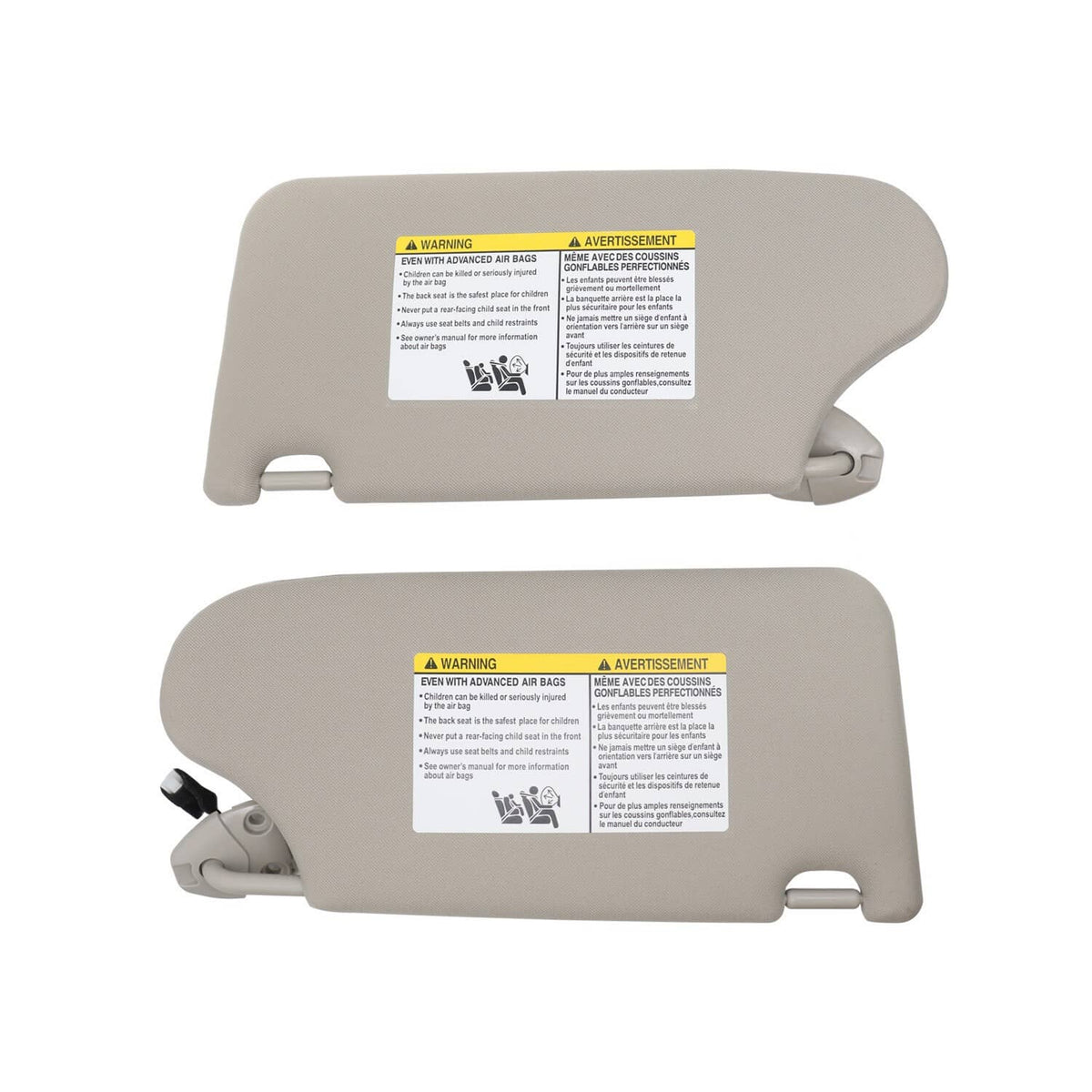 Solidspare New Pair Gray Sun Visors w/ Lighted Set For 2013-2018 Nissan Altima 2.5L 3.5L