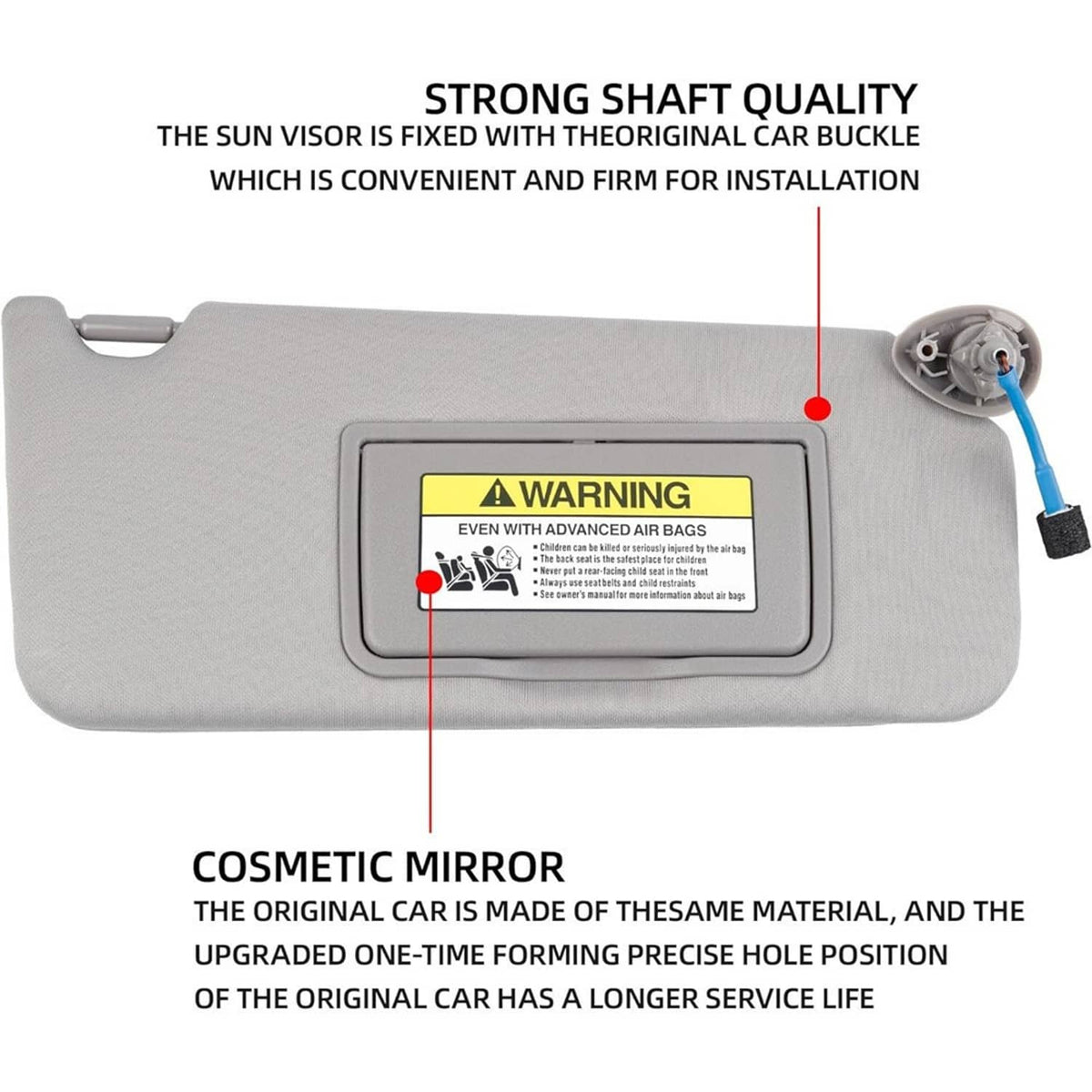 Solidspare Pair Gray Sun Visor w/ Light & Mirror For 2008-2017 Honda Accord 83280TA5A51ZA