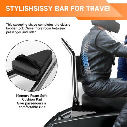 Solidspare Chrome Detachable Passenger Backrest Sissy Bar For Harley Touring Models 1997-08