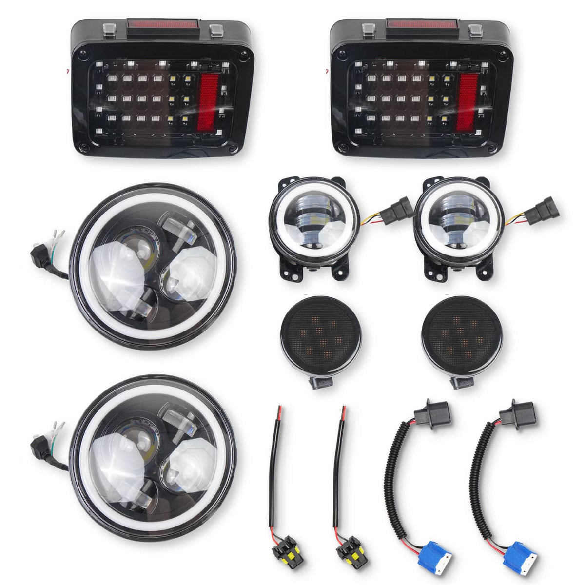 Solidspare New 7" For 07-18 Jeep Wrangler JK LED Headlights Fog Lights Turn Tail Lamp Combo