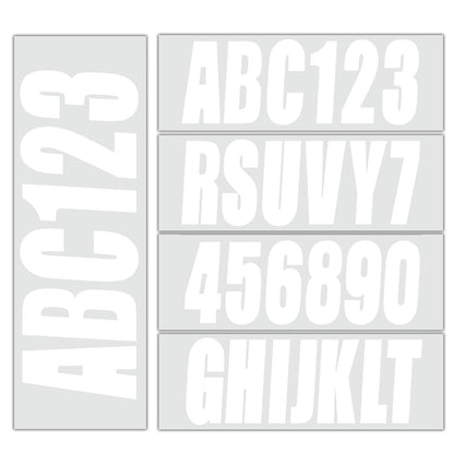 Solid Spare Boat Registration Identification Numbers Sticker Decals White 4Sets of A-Z & 0-9