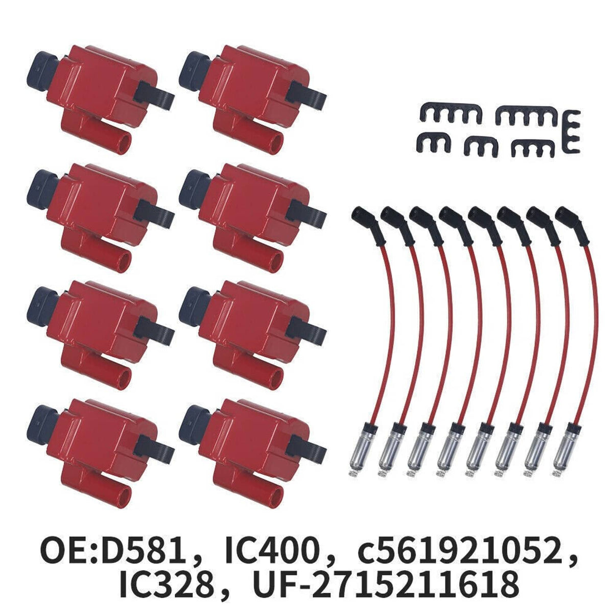 Solidspare 8x Square Ignition Coil & Spark Plug Wire Set For Chevy GMC 4.8L 5.3L 6.0L 8.1L
