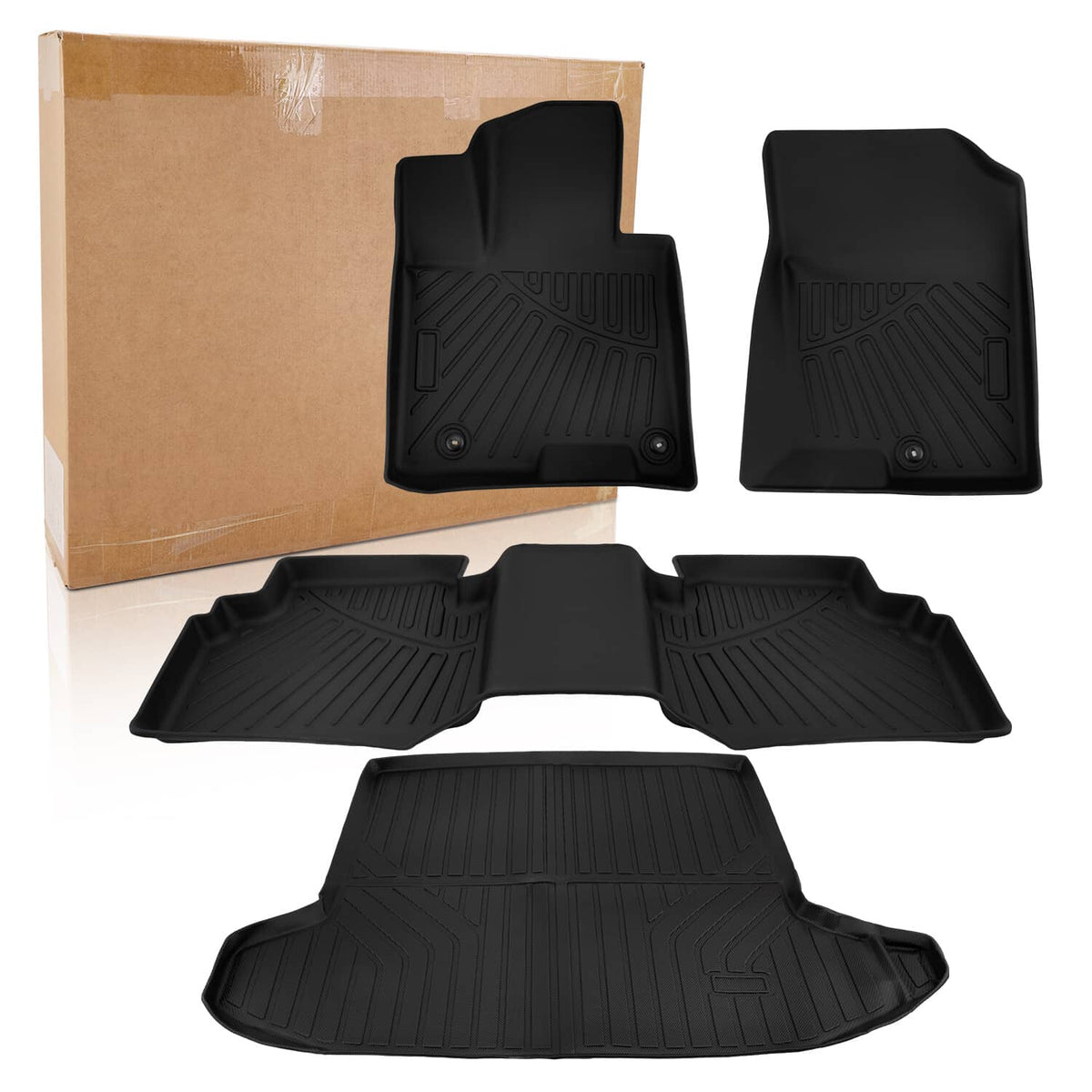 Solidspare 4x Car Floor Mats & Cargo Liner Full Cover Black for 2022-2025 Hyundai Tucson