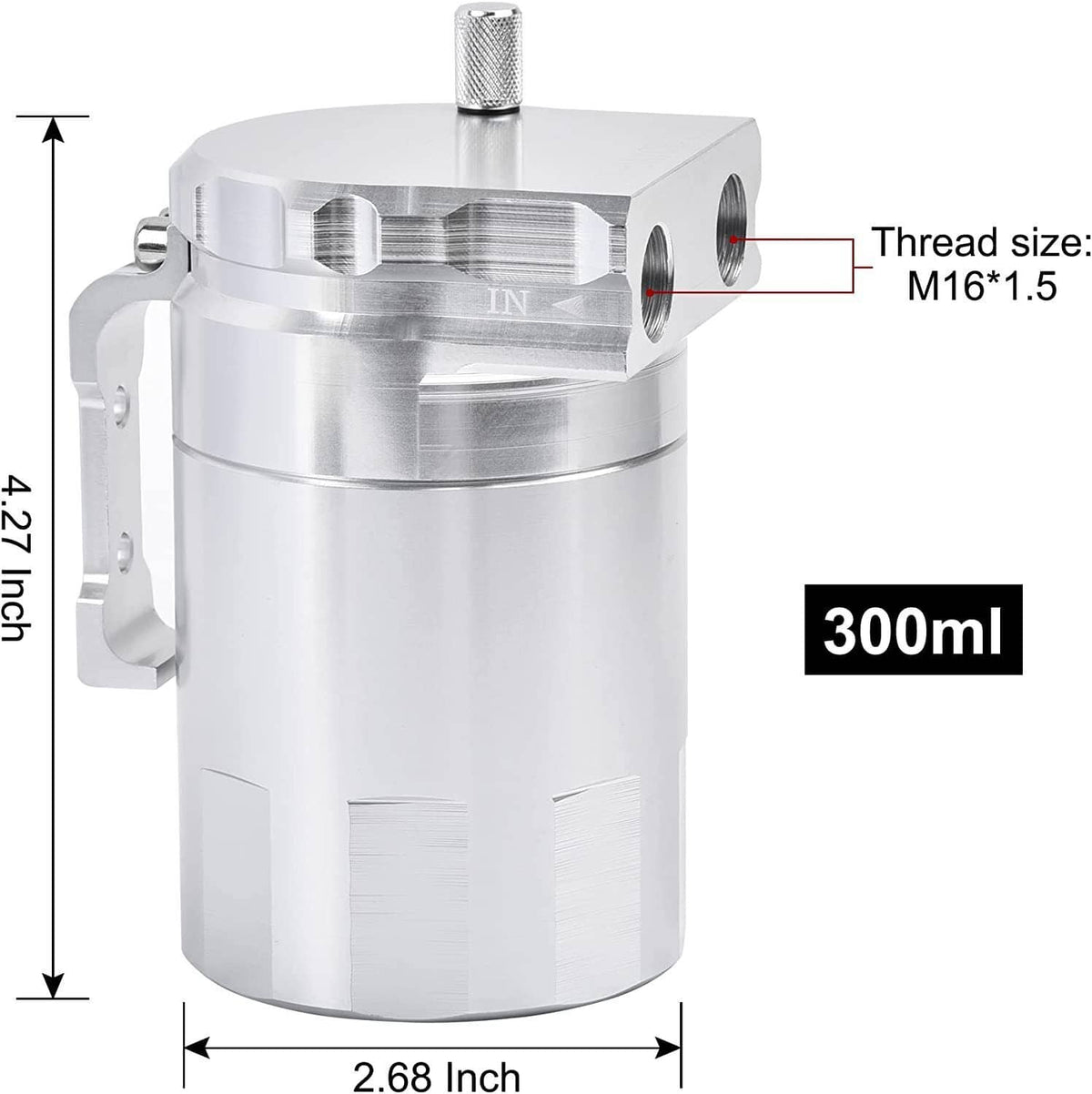 Solidspare Silver Oil Catch Can Kit Reservoir Baffled Tank with Dipstick Universal Aluminum