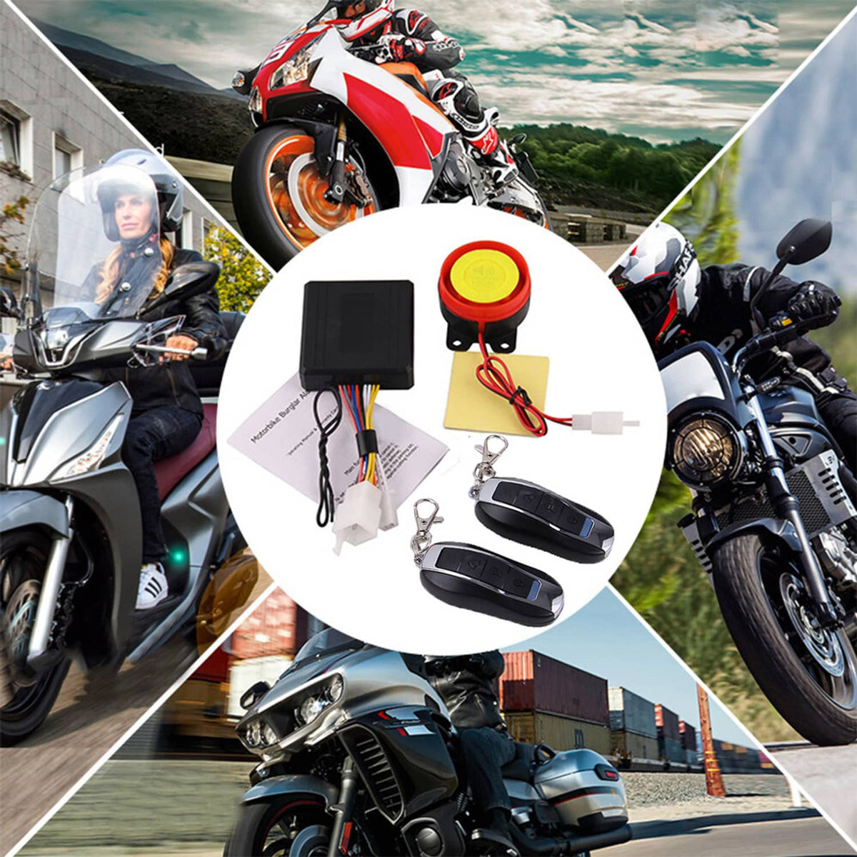 Solidspare Motorcycle Scooter Security Alarm System Anti-theft Remote Control Engine Start
