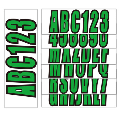 Solid Spare Boat Registration Letters Numbers Decals 4 Set of A-Z & 0-9 Green Stickers