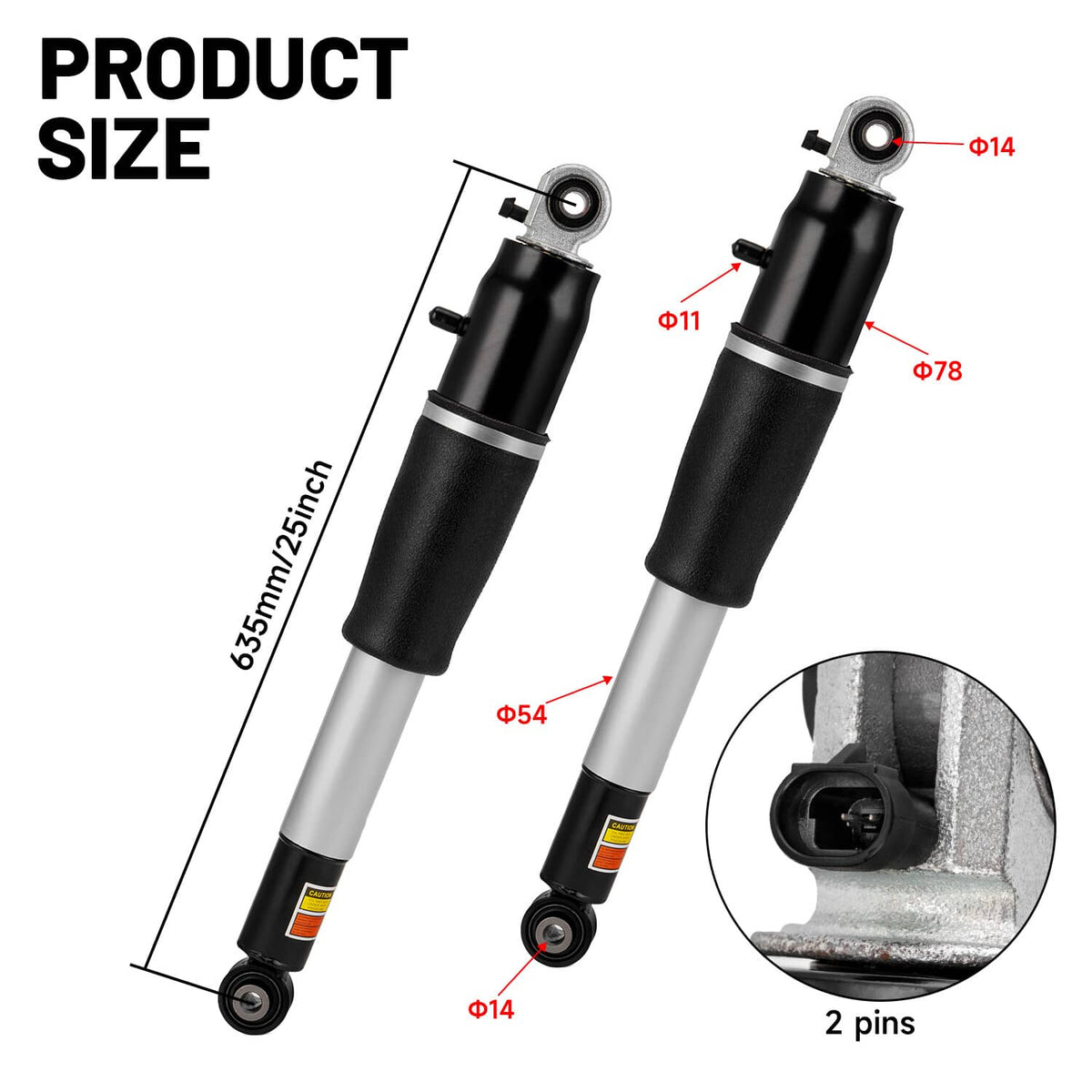 Solidspare 2x Rear Air Suspension Shock Strut For Chevrolet Tahoe Cadillac Escalade 07-14