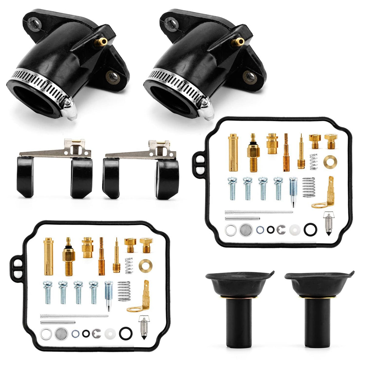 Solidspare Carburetor Rebuild Kit with Intake Manifolds For Yamaha V Star 650 XVS650 98-16