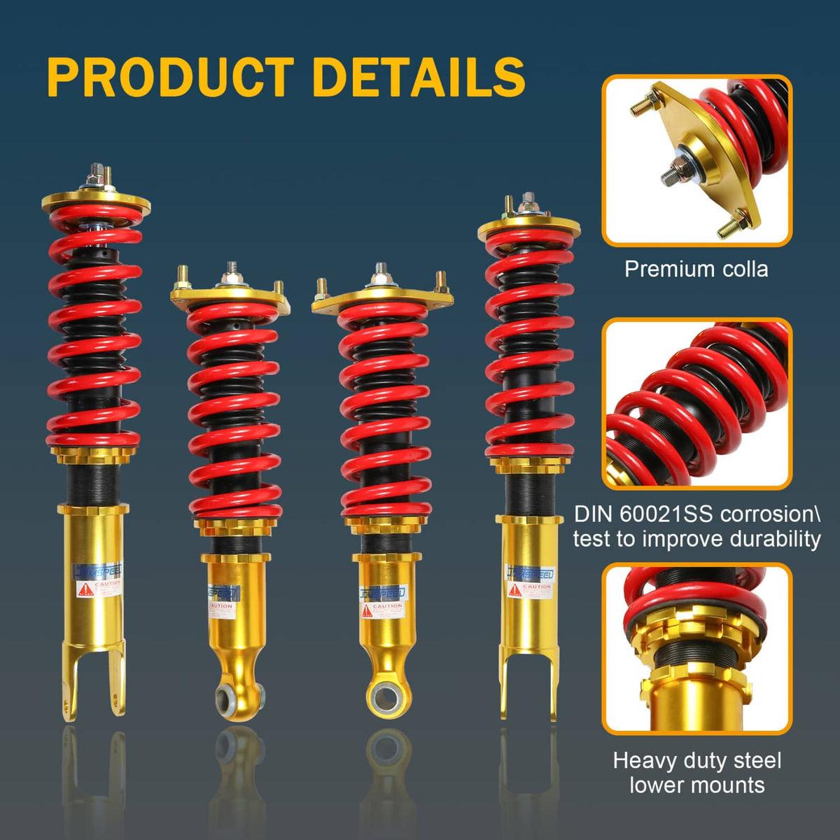 Solidspare 4X Coilover Struts Shocks Adj Height Fit Nissan 300ZX Z32 90-96 Turbo Coupe 2D