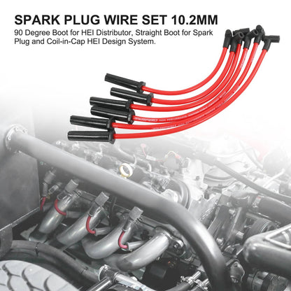 Solidspare 10.2mm For CJ, Wrangler 4.2L 258 HEI DISTRIBUTOR SPARK PLUG WIRE SET