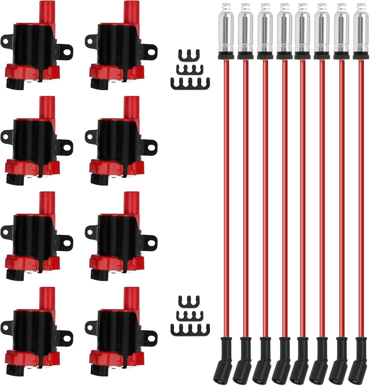 Solidspare 8Pcs Round Ignition Coil & Wires For Chevy Silverado GMC LS1 LS3 4.8L 5.3L 6.0L