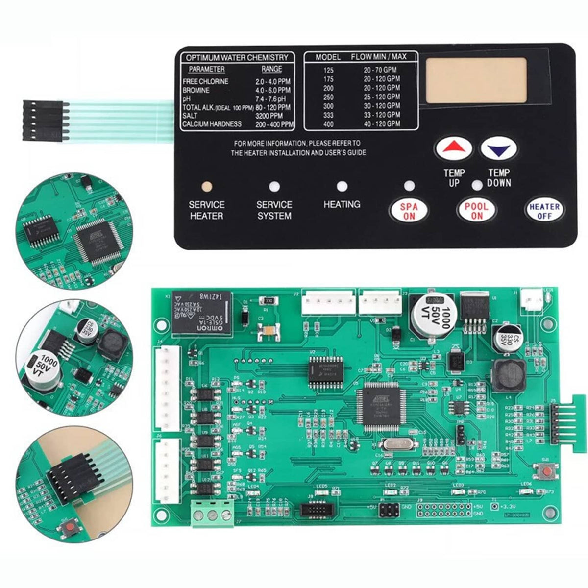 Solidspare Control Board Kit w/ 472610Z Switch Pad For Pentair Master Temp 400 42002-0007S