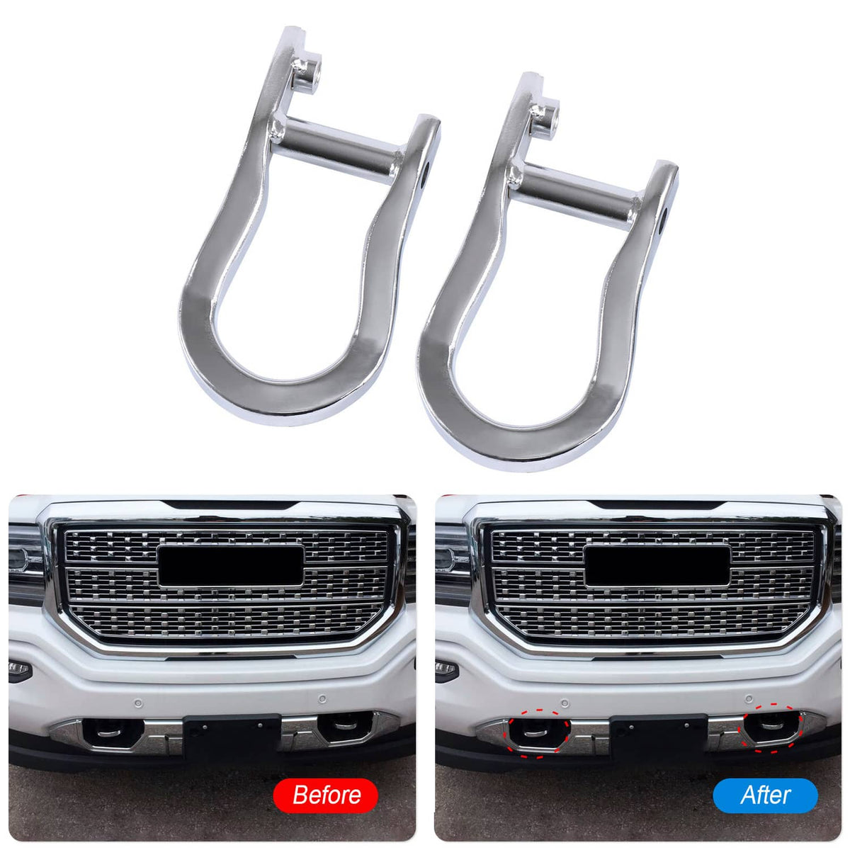 Solidspare Chrome Tow Hooks Kit For GM Chevrolet Silverado Sierra 1500 2007-2019 84072462