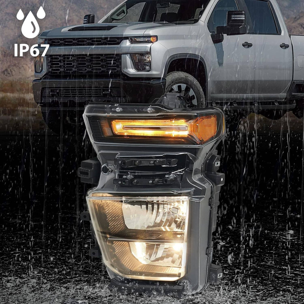 Solidspare Pair Halogen Headlights w/Bulb For 2024-2025 Chevy Silverado 2500HD 3500HD L+R