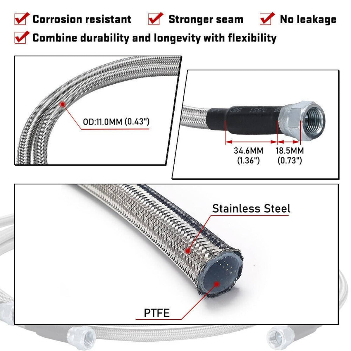 Solidspare Flexible SS Braided Transmission Cooler Lines Kit (6AN Hose) For GM 4L60E 4L80E