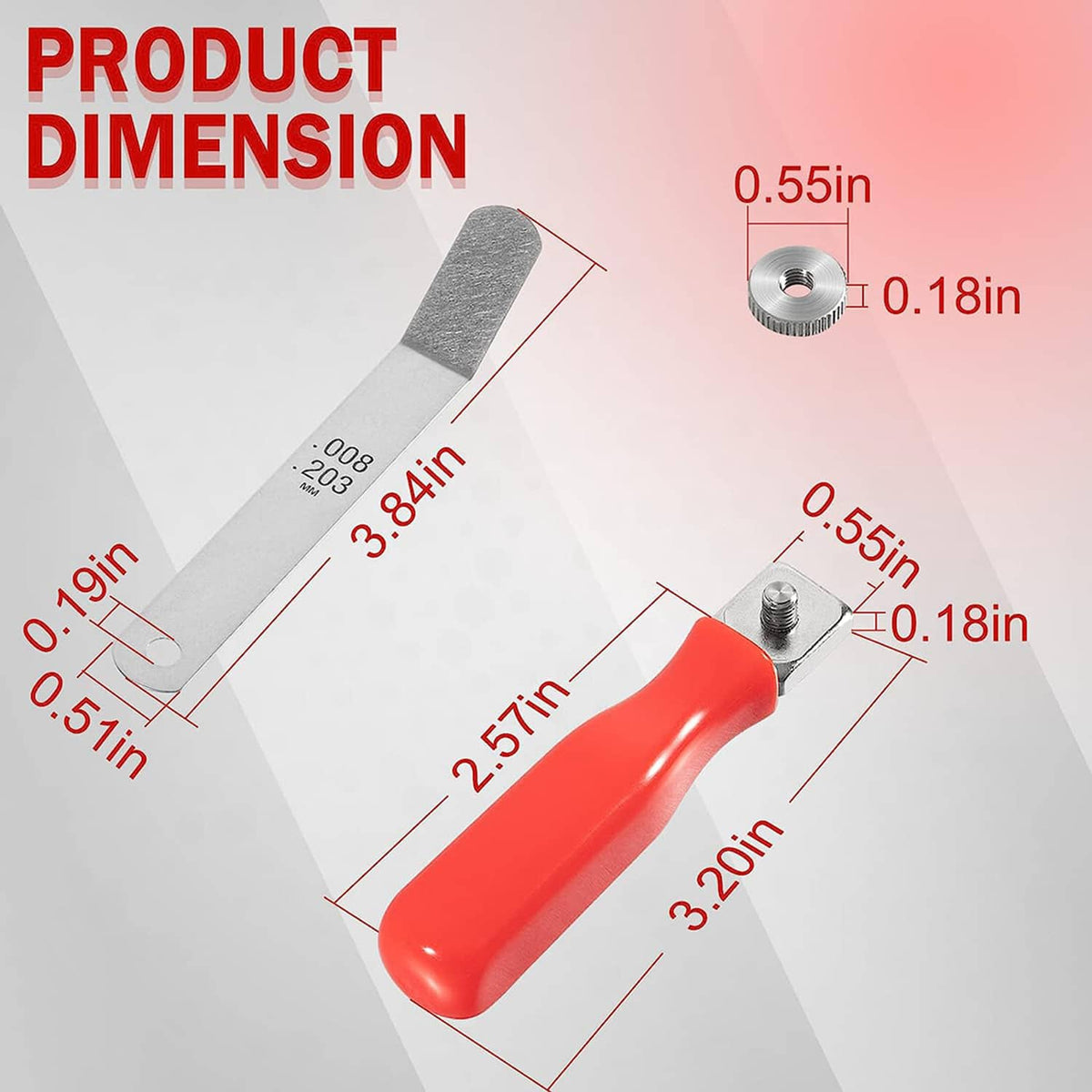Solid Spare A308 Offset Valve Tappet Gauge 11-Blade Feeler Gauge Kit Sizes 0.004" to 0.014"