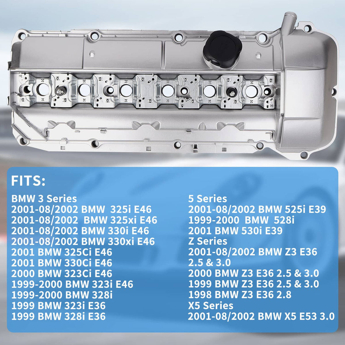 Solidspare Aluminum Valve Cover 11121703341 For 1996-2000 BMW E36 E39 323is 328is 528i M3
