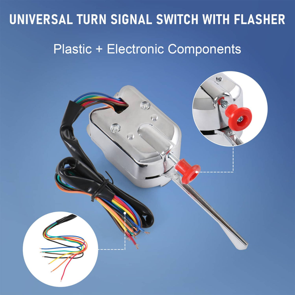 Solidspare Chrome 12V Universal Rat Hot Rod Turn Signal Switch For FORD GM With Flasher