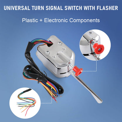 Solidspare Chrome 12V Universal Rat Hot Rod Turn Signal Switch For FORD GM With Flasher