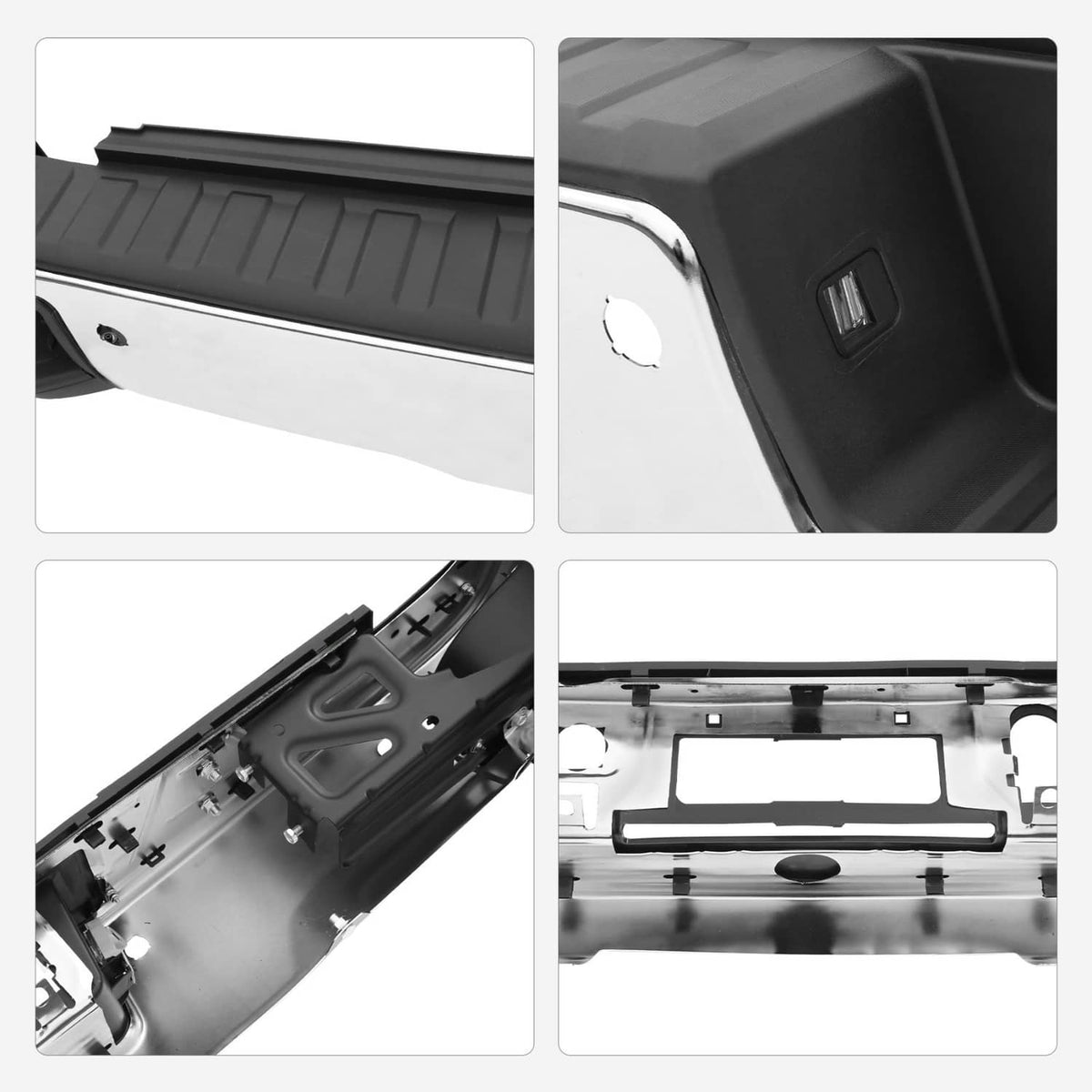 Solidspare Chrome Rear Bumper & Sensor Holes Fits Chevy Silverado GMC Sierra 1500 2014-2018
