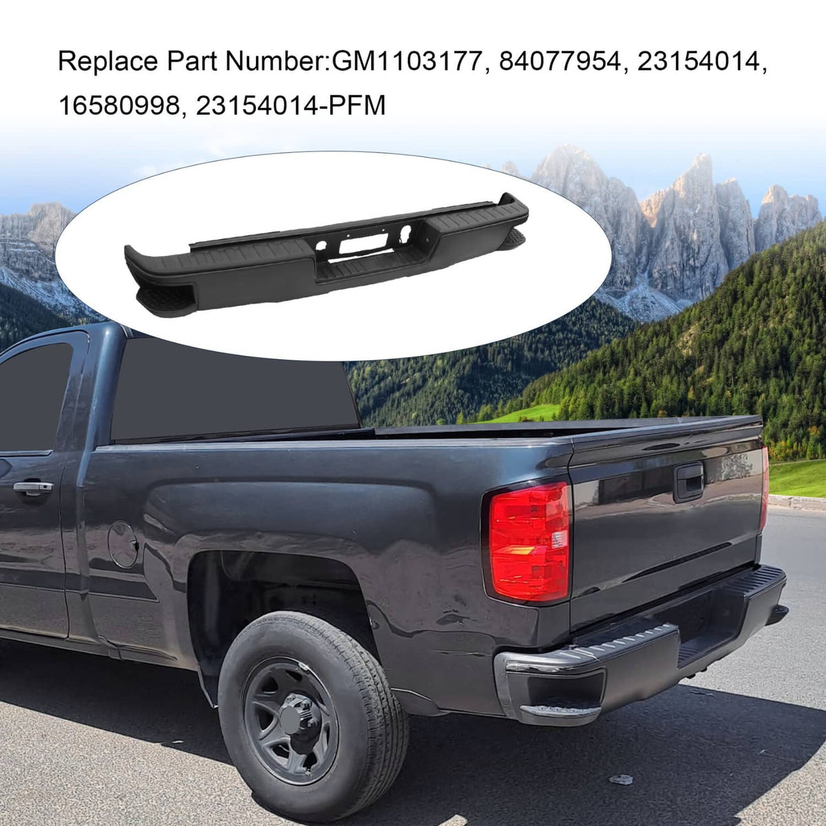 Solidspare Black Rear Step Bumper without Sensor Hole For 14-18 Chevy Silverado Sierra 1500