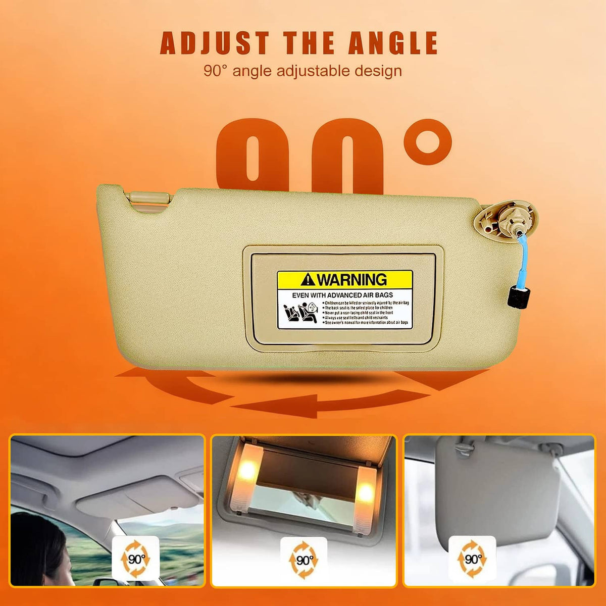 Solidspare Pair Tan Sun Visor 83280-TA5-A51ZA For 2008-2017 Honda Accord w/ Light & Mirror